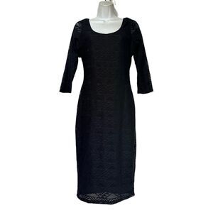 Fire Los Angeles USA Black Layered Lace Mesh 3/4 sleeve Dress Size L
